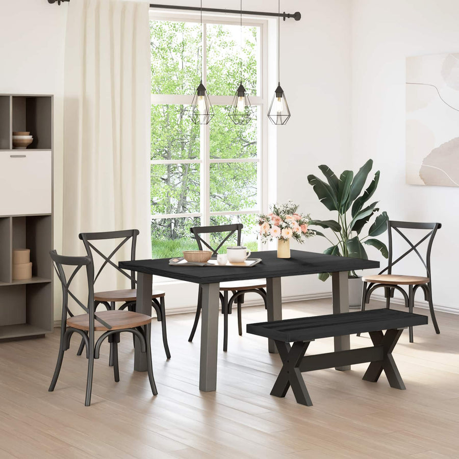 Eetbank NOAIN 120 x 41 x 45 cm Massief grenenhout Zwart