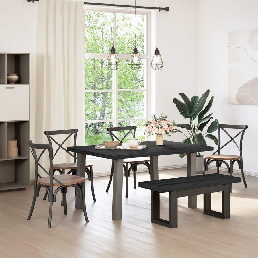 Eetbank NOAIN 120 x 41 x 45 cm Massief grenenhout Zwart