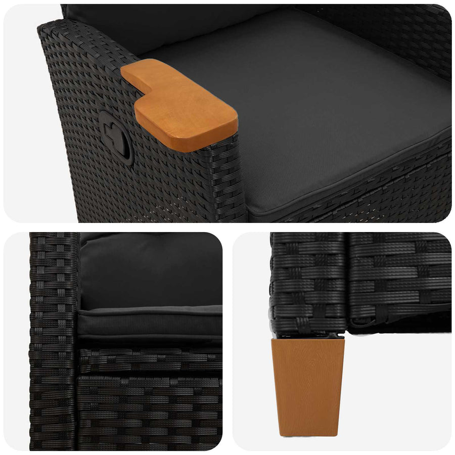 Verstelbare stoel met theeplaat Zwart 62 x 64 x 112 cm