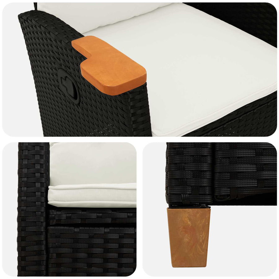 Verstelbare stoel met theeplaat 62 x 64 x 112 cm poly rattan