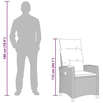 Verstelbare stoel met theeplaat 62 x 64 x 112 cm poly rattan