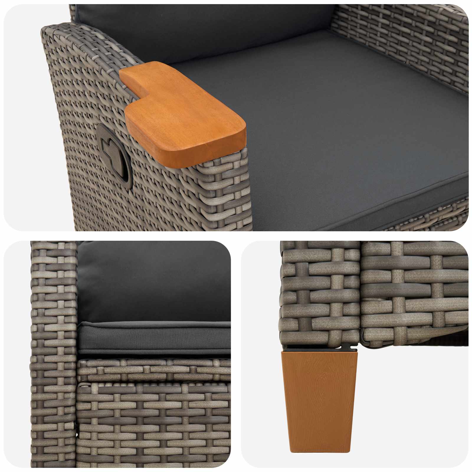 Verstelbare stoel met theeplaat 62 x 64 x 112 cm poly rattan
