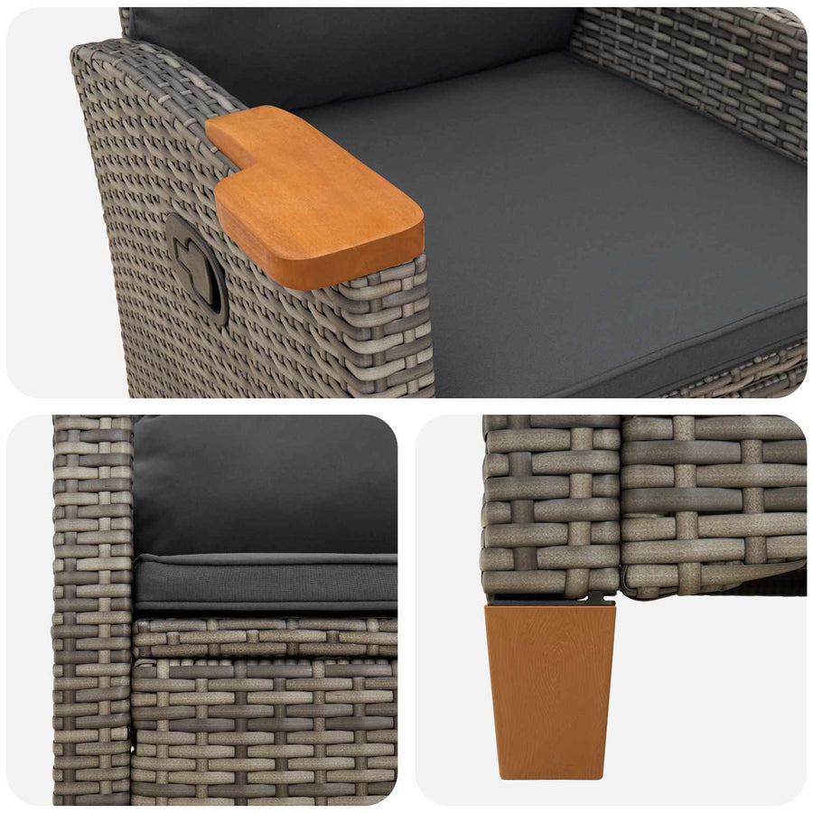 Verstelbare stoel met theeplaat 62 x 64 x 112 cm poly rattan