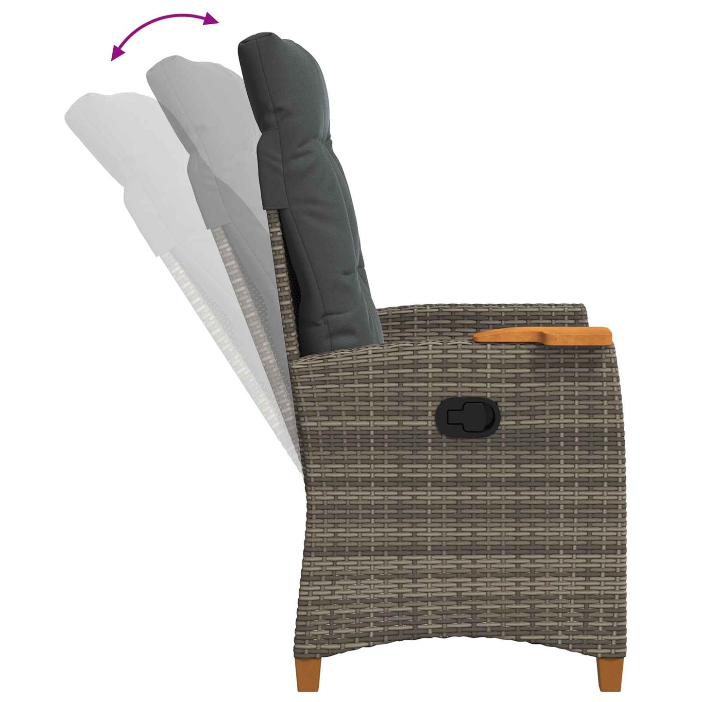 Verstelbare stoel met theeplaat 62 x 64 x 112 cm poly rattan