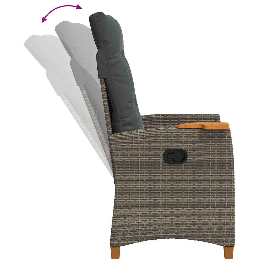 Verstelbare stoel met theeplaat 62 x 64 x 112 cm poly rattan