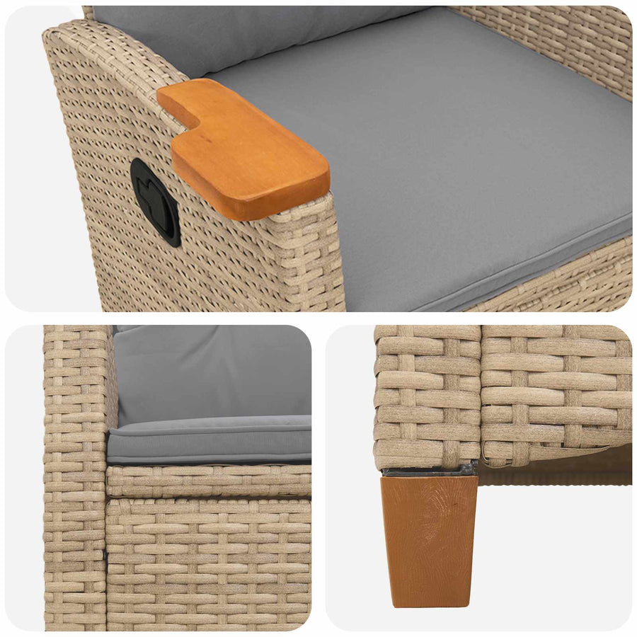 Verstelbare stoel met theeplaat 62 x 64 x 112 cm poly rattan