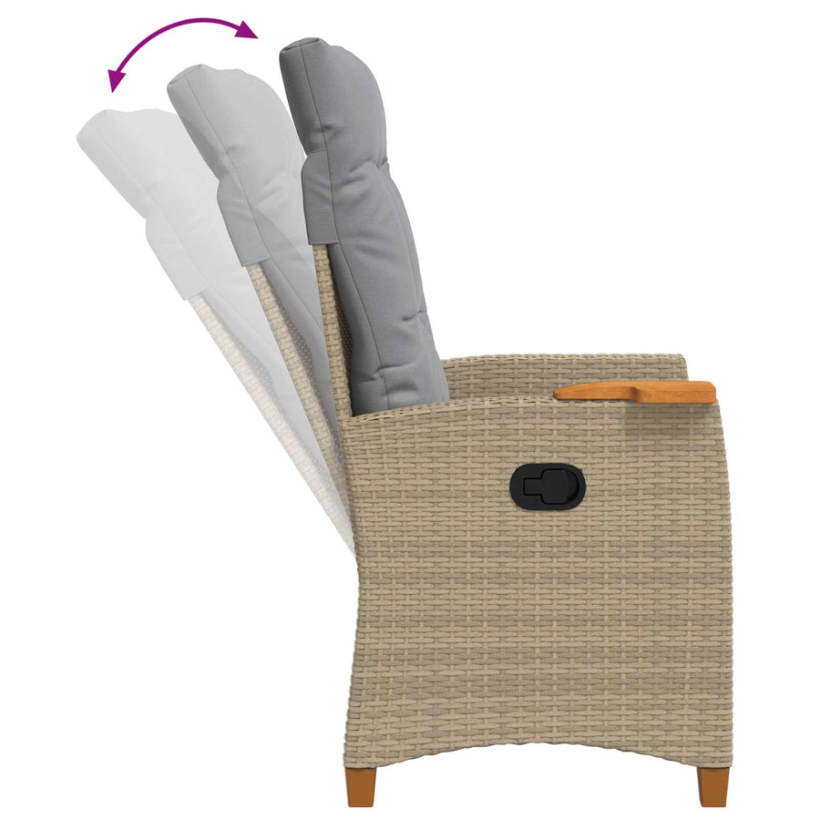 Verstelbare stoel met theeplaat 62 x 64 x 112 cm poly rattan