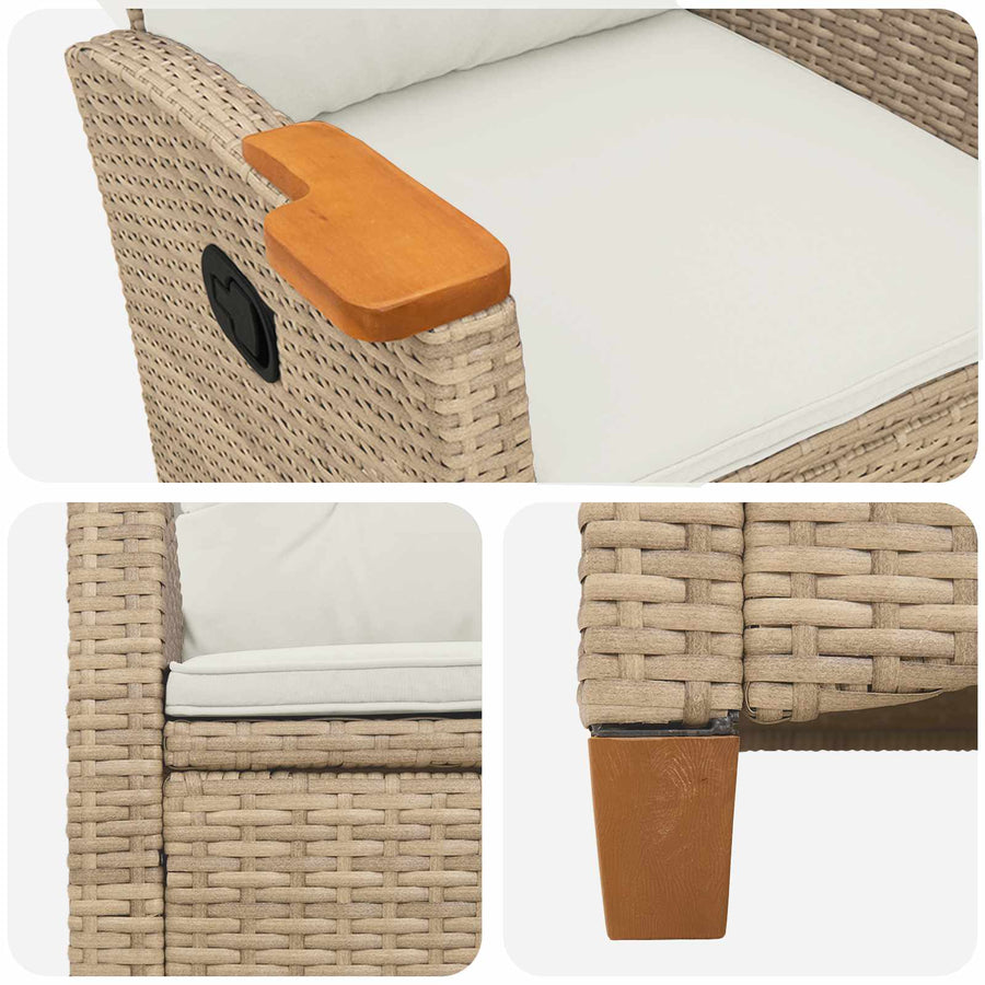 Verstelbare stoel met theeplaat 62 x 64 x 112 cm poly rattan
