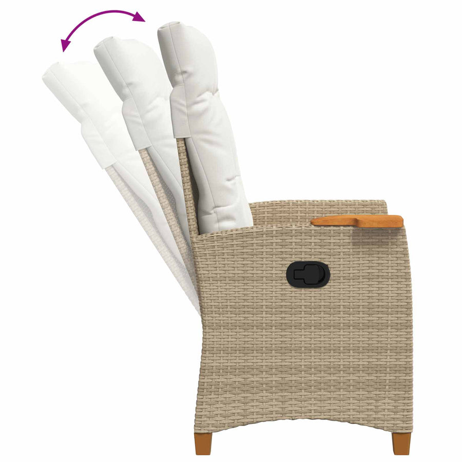 Verstelbare stoel met theeplaat 62 x 64 x 112 cm poly rattan
