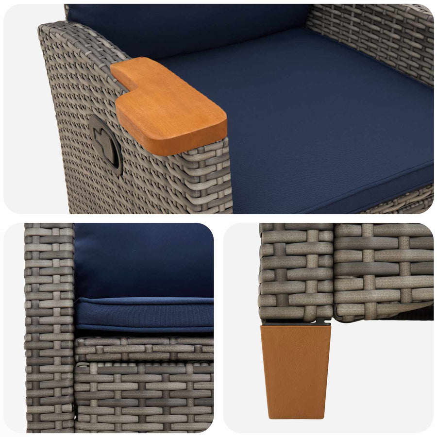 Verstelbare stoel met theeplaat 62 x 64 x 112 cm poly rattan