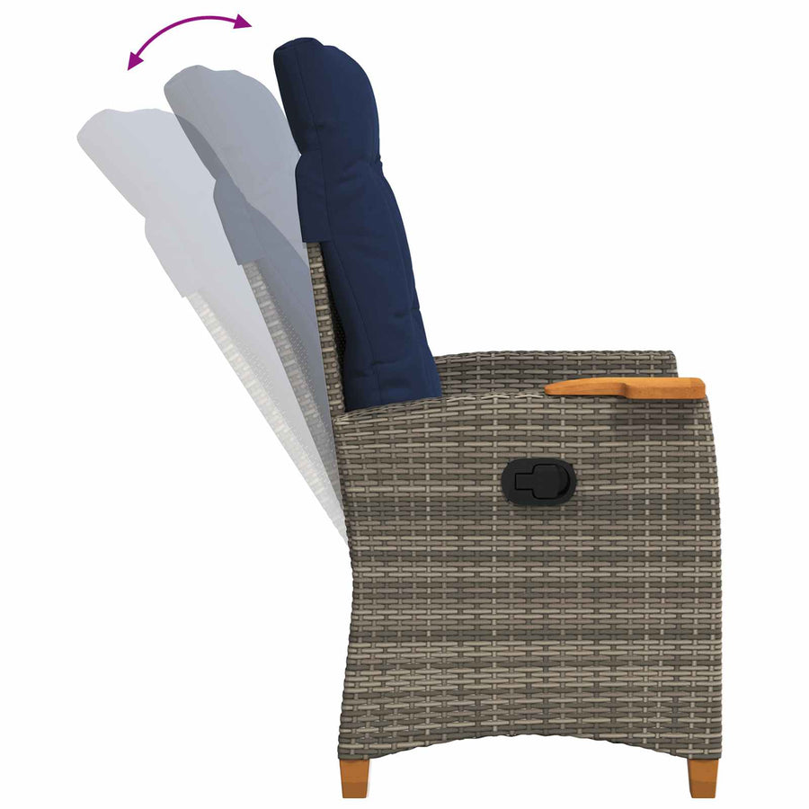 Verstelbare stoel met theeplaat 62 x 64 x 112 cm poly rattan