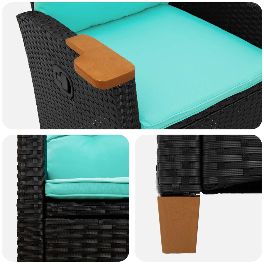 Verstelbare stoel met theeplaat 62 x 64 x 112 cm poly rattan