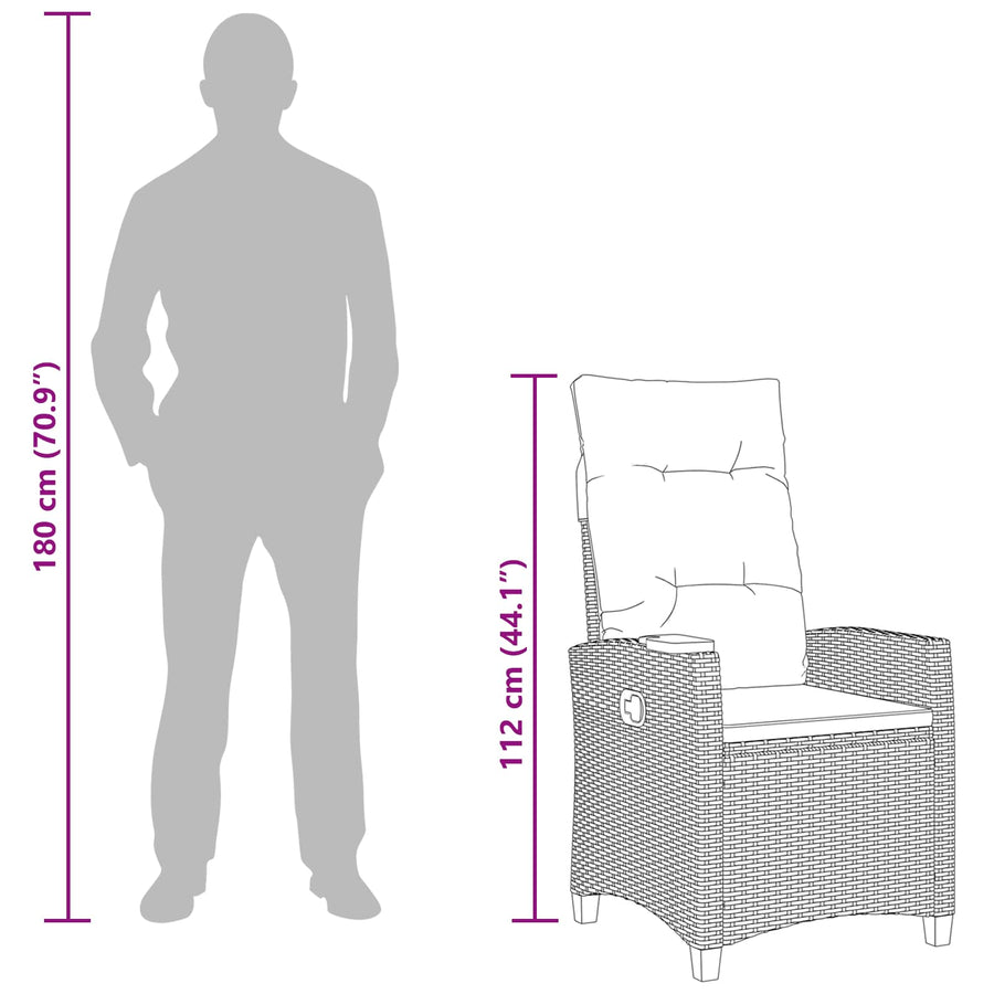 Verstelbare stoel met theeplaat 62 x 64 x 112 cm poly rattan
