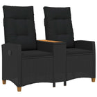 Daybed with table Black 126 x 65 x 112 cm poly rattan