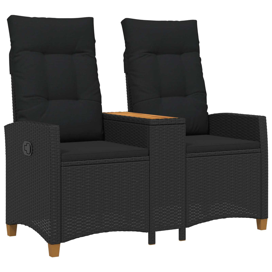 Ligbank met tafel Zwart 126 x 65 x 112 cm poly rattan