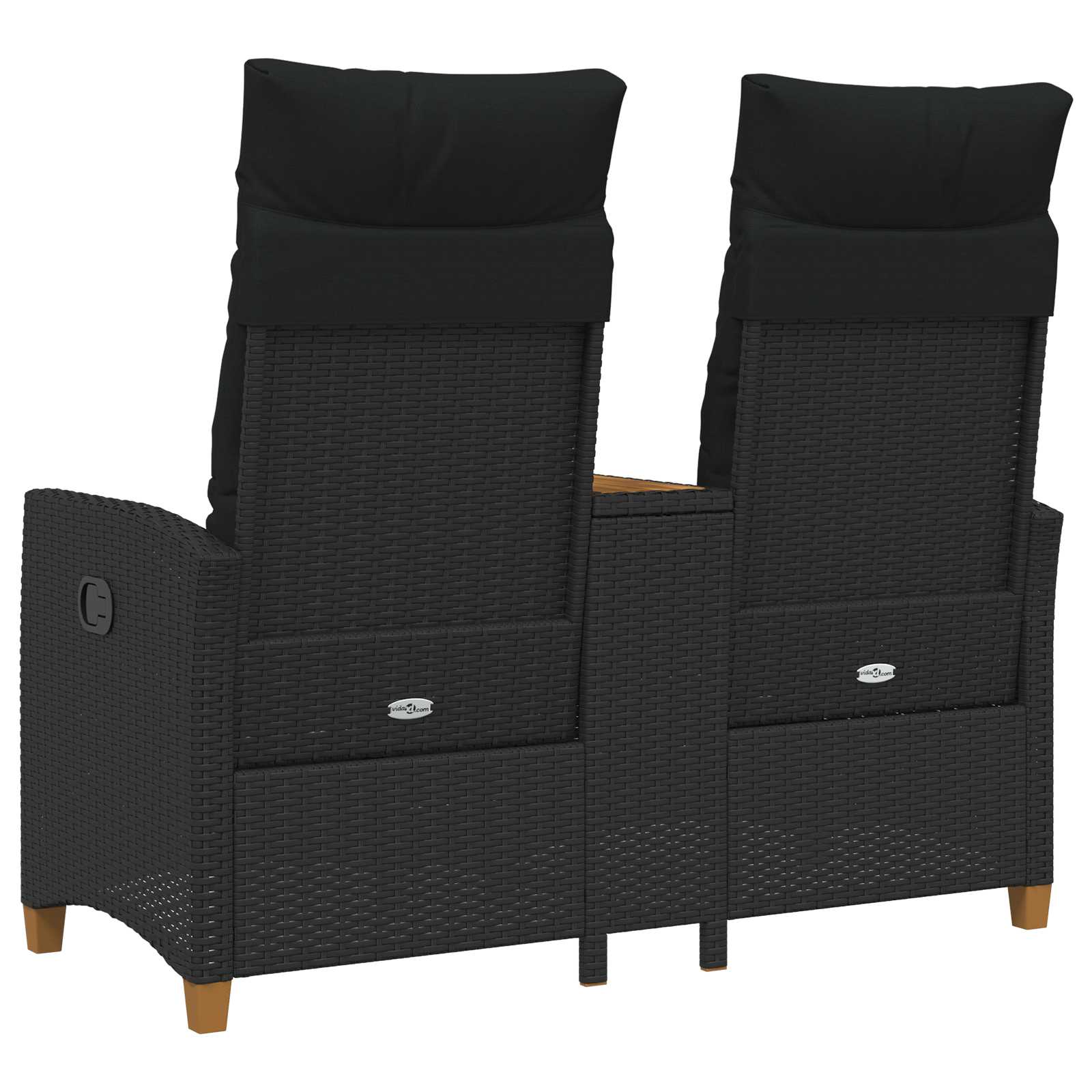 Ligbank met tafel Zwart 126 x 65 x 112 cm poly rattan
