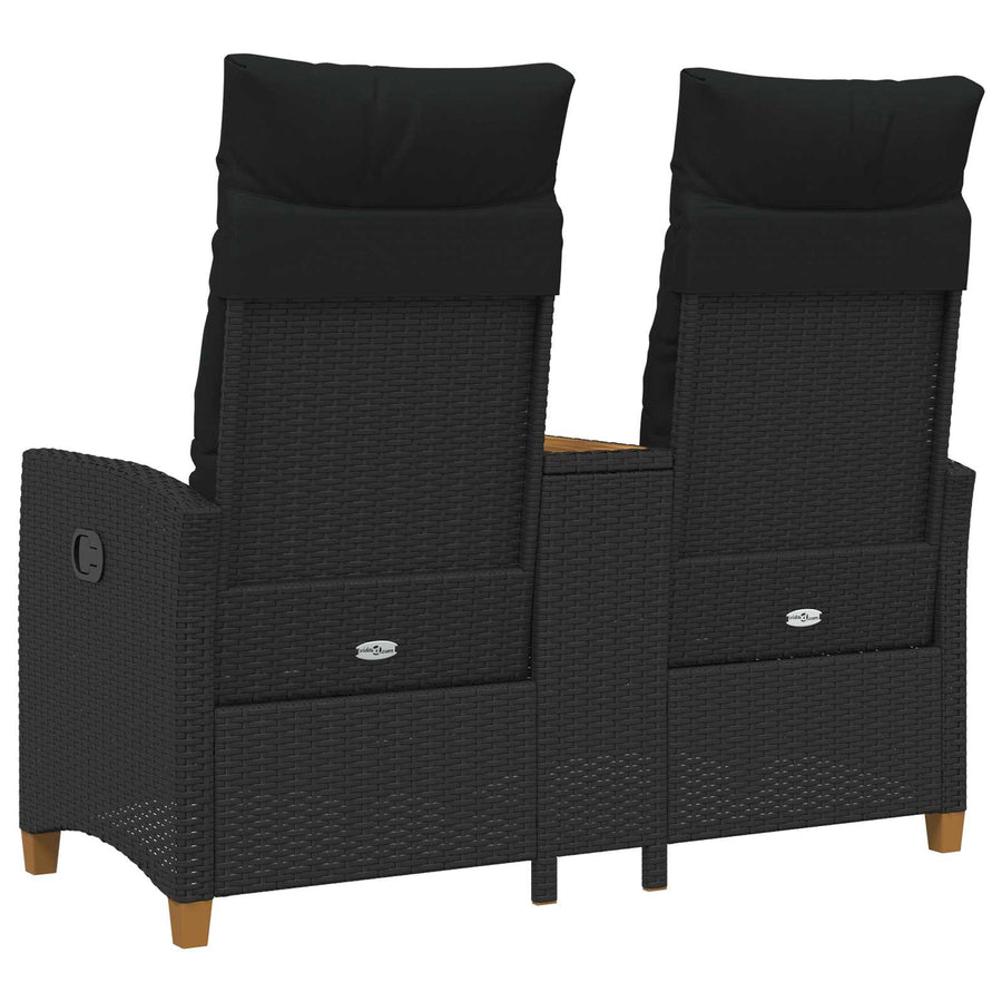 Ligbank met tafel Zwart 126 x 65 x 112 cm poly rattan