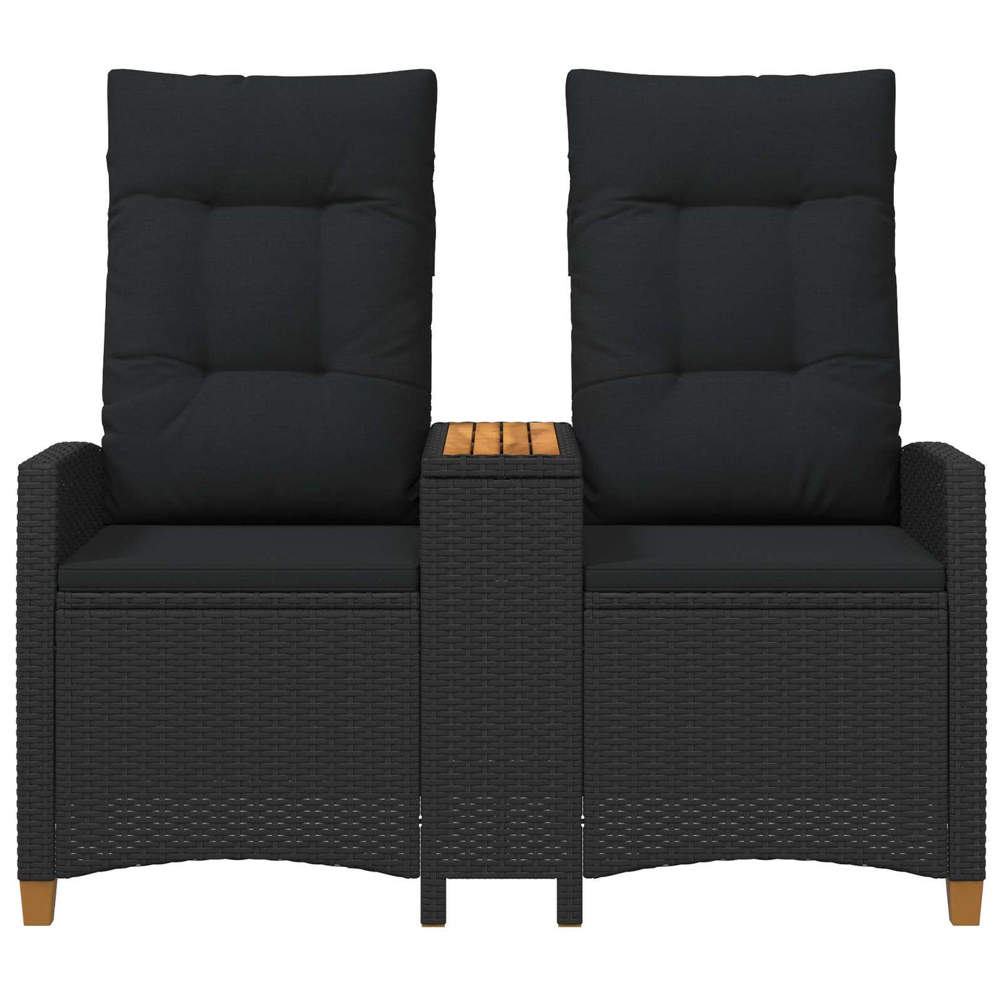 Ligbank met tafel Zwart 126 x 65 x 112 cm poly rattan