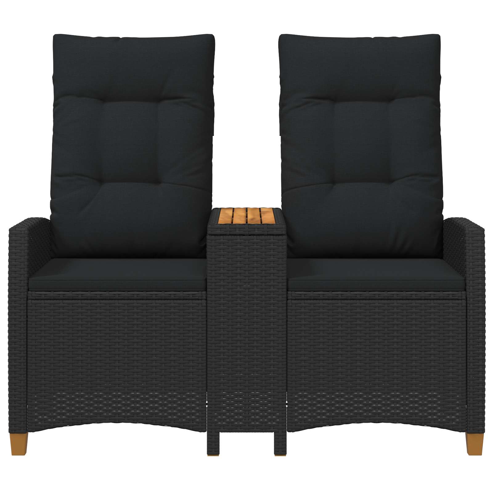Ligbank met tafel Zwart 126 x 65 x 112 cm poly rattan