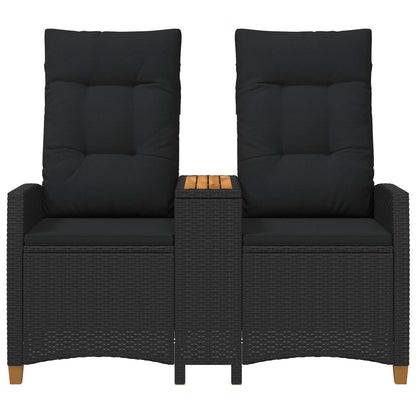Ligbank met tafel Zwart 126 x 65 x 112 cm poly rattan