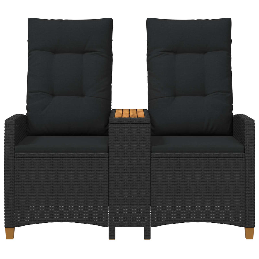 Ligbank met tafel Zwart 126 x 65 x 112 cm poly rattan