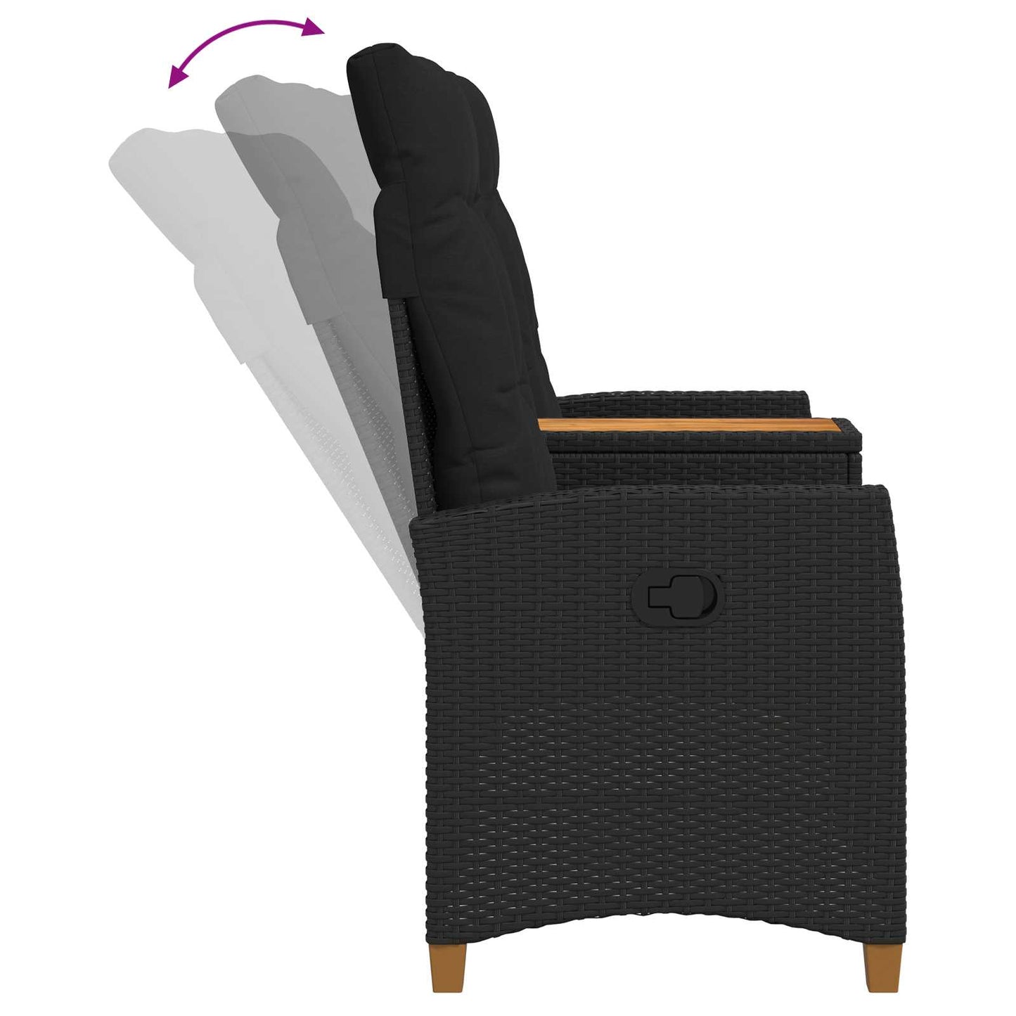 Ligbank met tafel Zwart 126 x 65 x 112 cm poly rattan