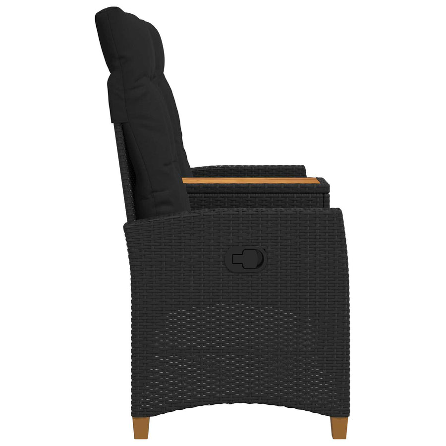 Ligbank met tafel Zwart 126 x 65 x 112 cm poly rattan