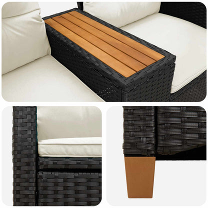 Ligbank met tafel Zwart en Cream Wit 126 x 65 x 112 cm