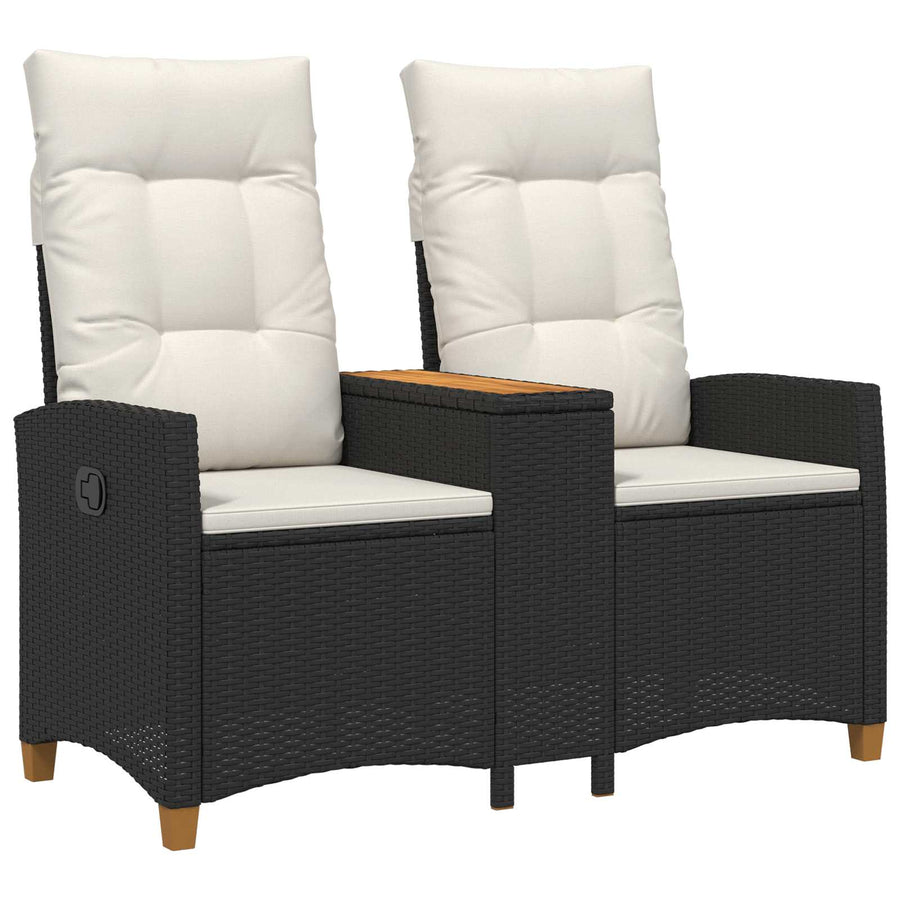 Ligbank met tafel Zwart en Cream Wit 126 x 65 x 112 cm