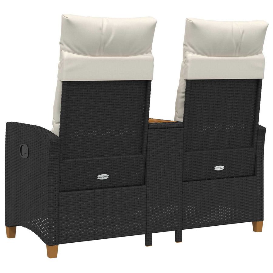 Ligbank met tafel Zwart en Cream Wit 126 x 65 x 112 cm