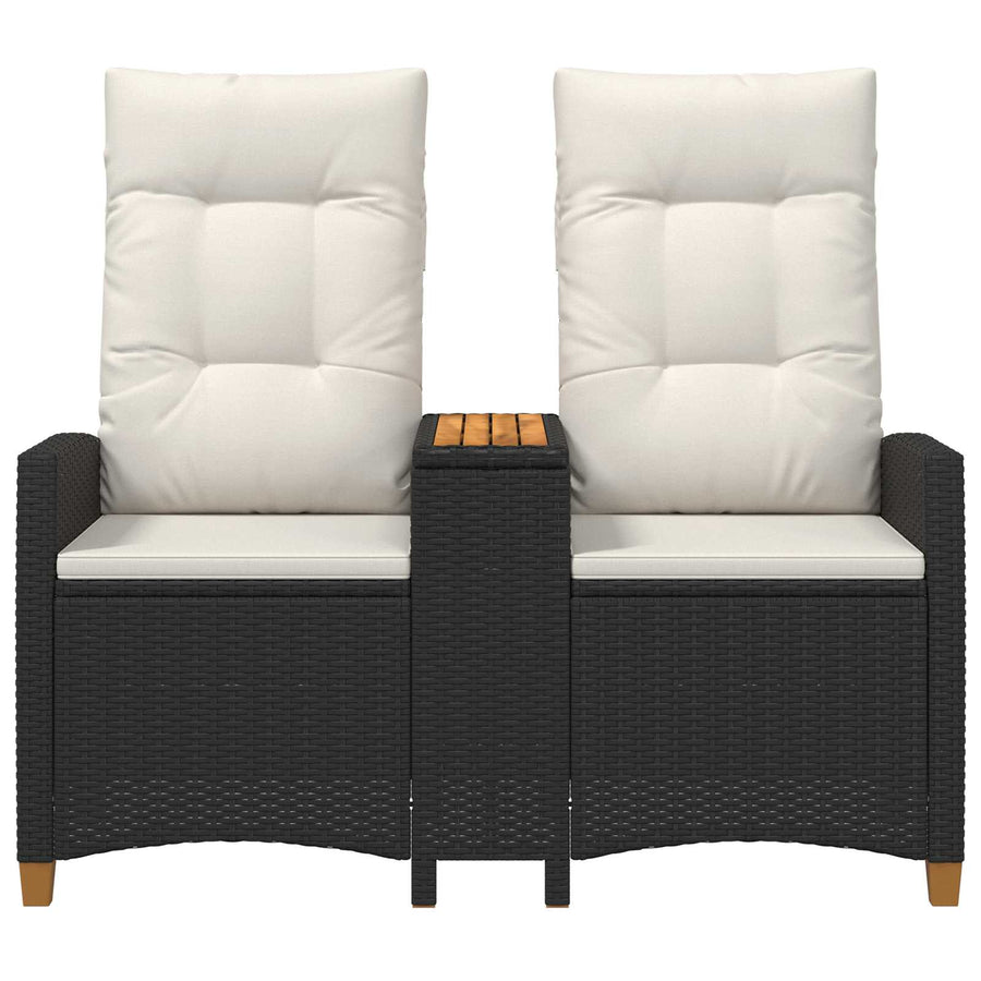 Ligbank met tafel Zwart en Cream Wit 126 x 65 x 112 cm