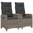 Ligbank met tafel 126x65x112 cm grijs donkergrijs