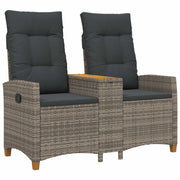 Ligbank met tafel 126x65x112 cm grijs donkergrijs
