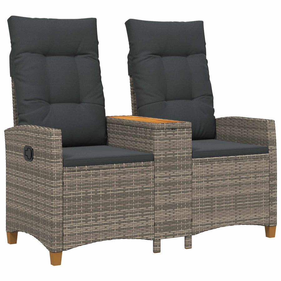 Ligbank met tafel Grijs en Donkergrijs 126 x 65 x 112 cm