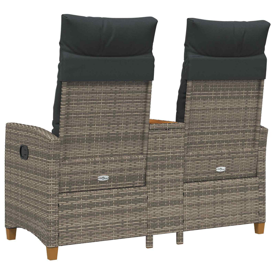 Ligbank met tafel Grijs en Donkergrijs 126 x 65 x 112 cm