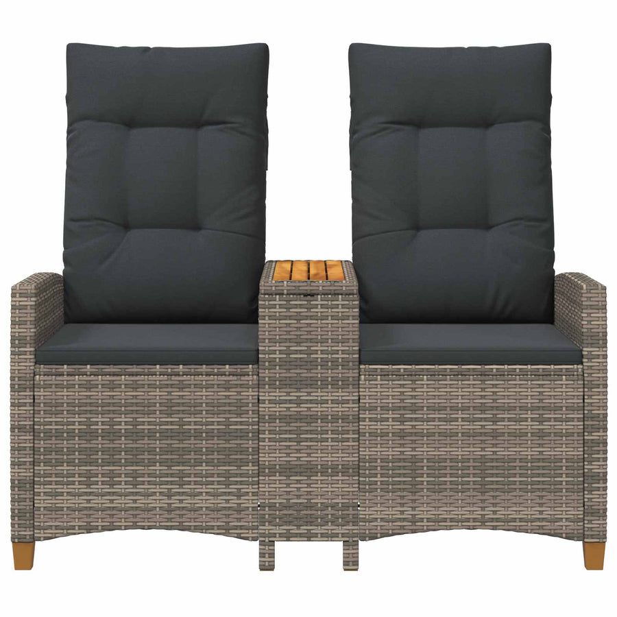 Ligbank met tafel Grijs en Donkergrijs 126 x 65 x 112 cm