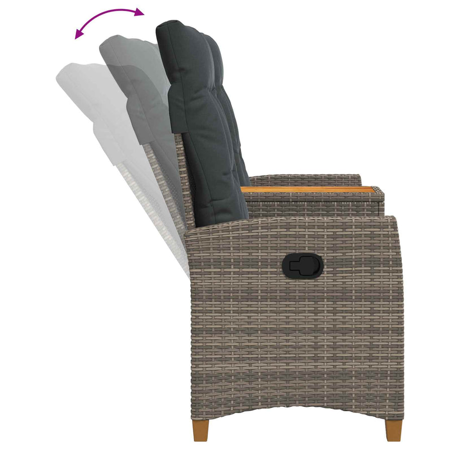 Ligbank met tafel Grijs en Donkergrijs 126 x 65 x 112 cm