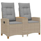Ligbank met tafel 126x65x112 cm beige lichtgrijs