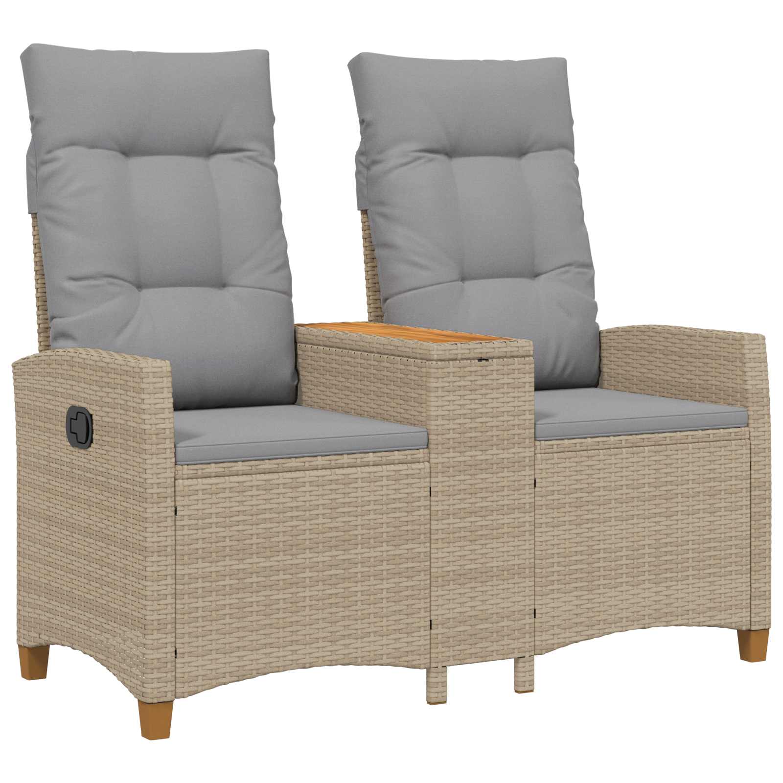 Ligbank met tafel Beige en Licht Grijs 126 x 65 x 112 cm