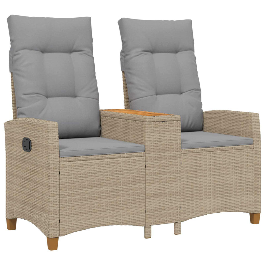 Ligbank met tafel Beige en Licht Grijs 126 x 65 x 112 cm