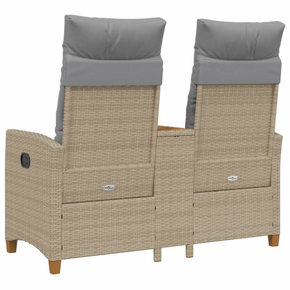 Ligbank met tafel Beige en Licht Grijs 126 x 65 x 112 cm