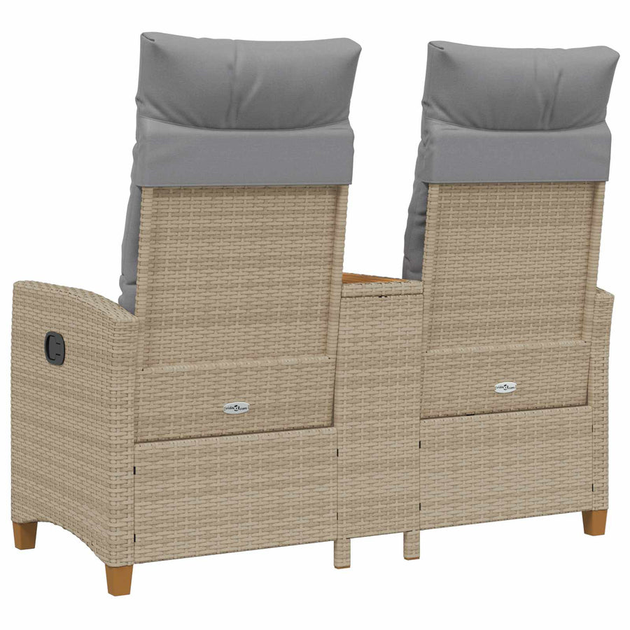 Ligbank met tafel Beige en Licht Grijs 126 x 65 x 112 cm