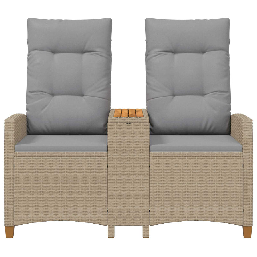 Ligbank met tafel Beige en Licht Grijs 126 x 65 x 112 cm