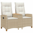 Day Bed with Table Beige and Cream White 126 x 65 x 112 cm