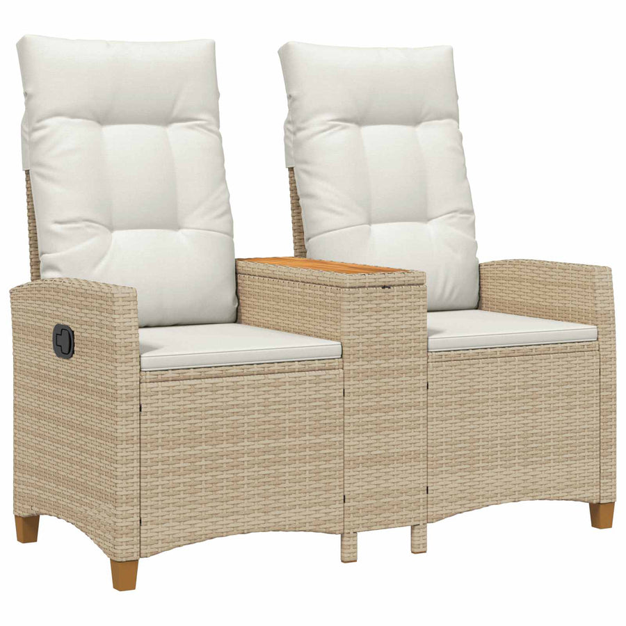 Ligbank met tafel Beige en Crème Wit 126 x 65 x 112 cm