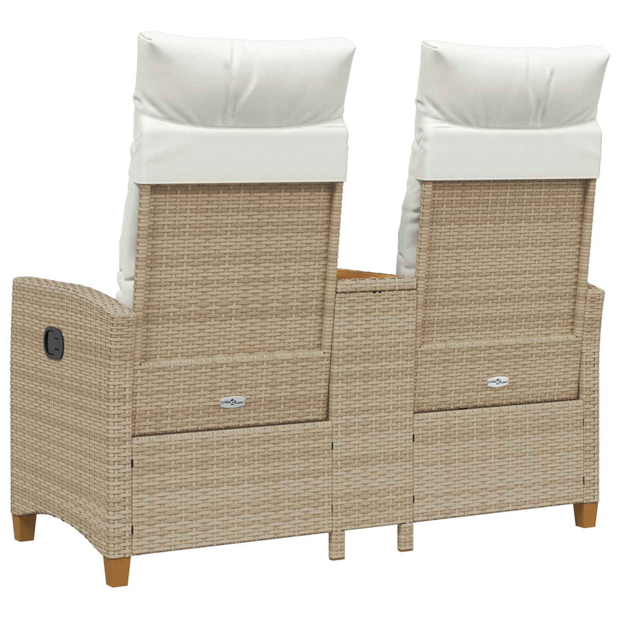 Ligbank met tafel Beige en Crème Wit 126 x 65 x 112 cm