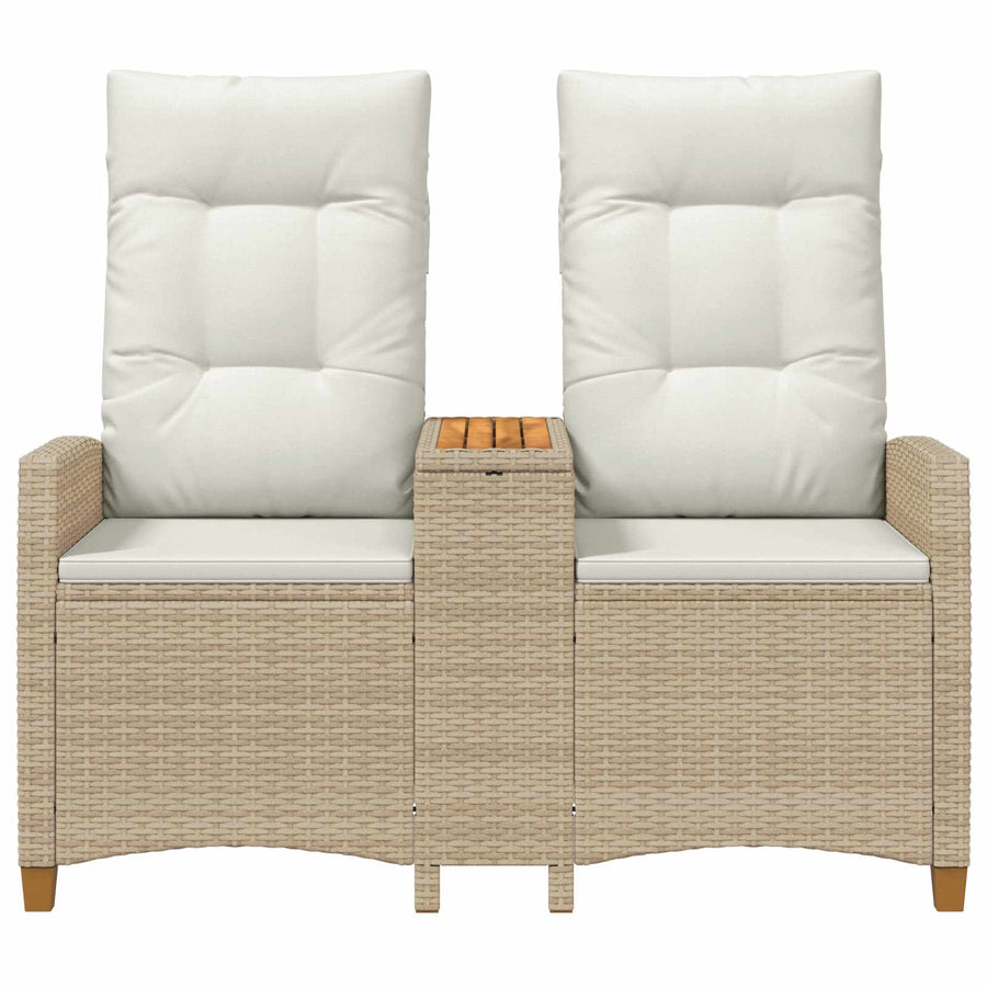 Ligbank met tafel Beige en Crème Wit 126 x 65 x 112 cm