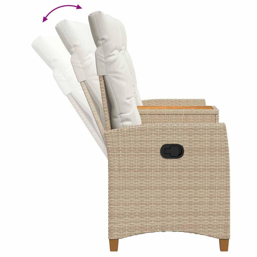 Ligbank met tafel Beige en Crème Wit 126 x 65 x 112 cm