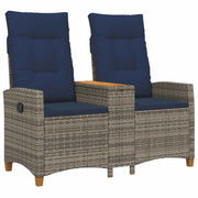 Ligbank met tafel 126x65x112 cm grijs marineblauw