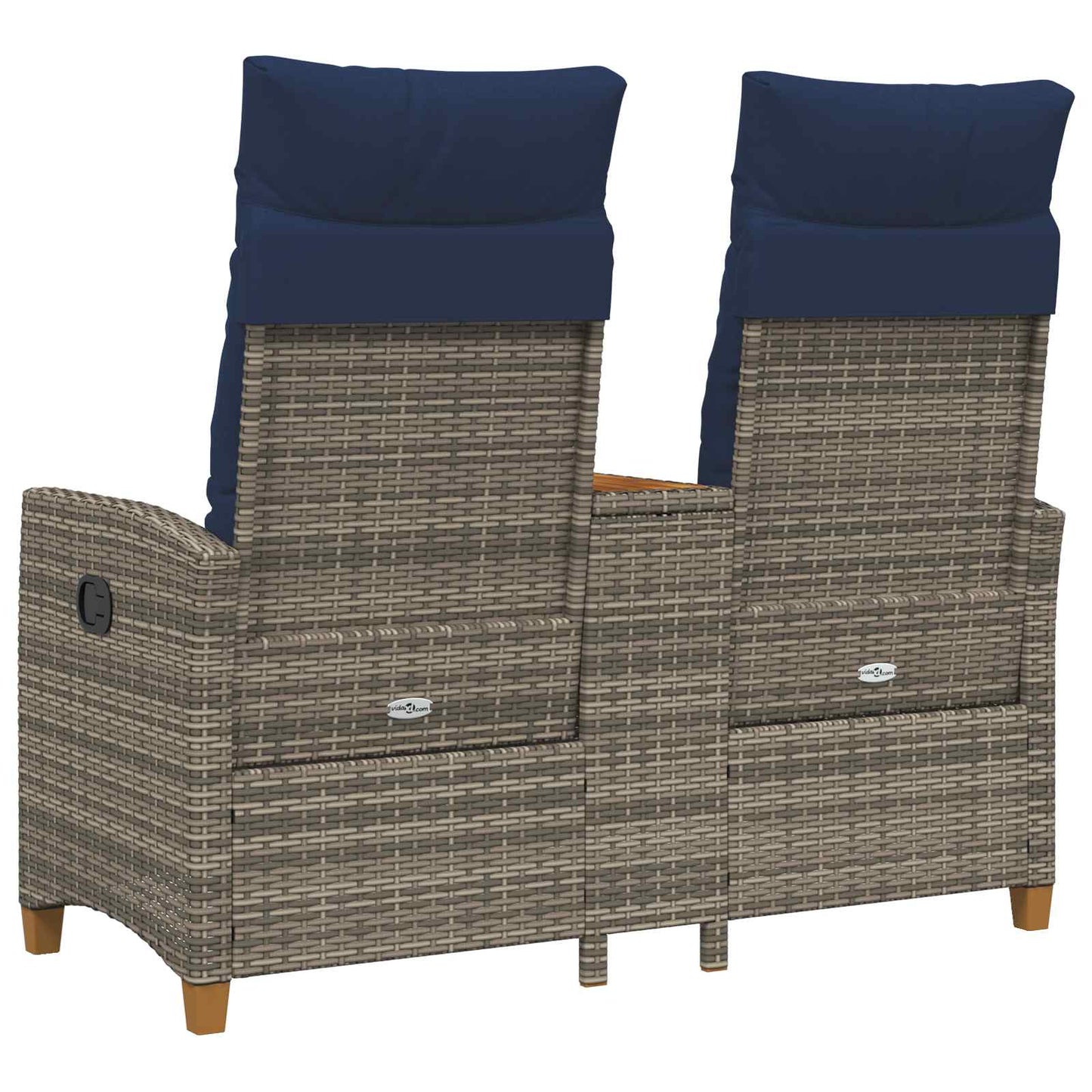 Ligbank met tafel Grijs en Marineblauw 126 x 65 x 112 cm